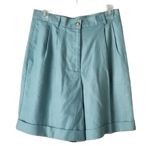Vintage Talbots Pleated HIgh Waisted Bermuda Shorts 100% Linen Size 12P
